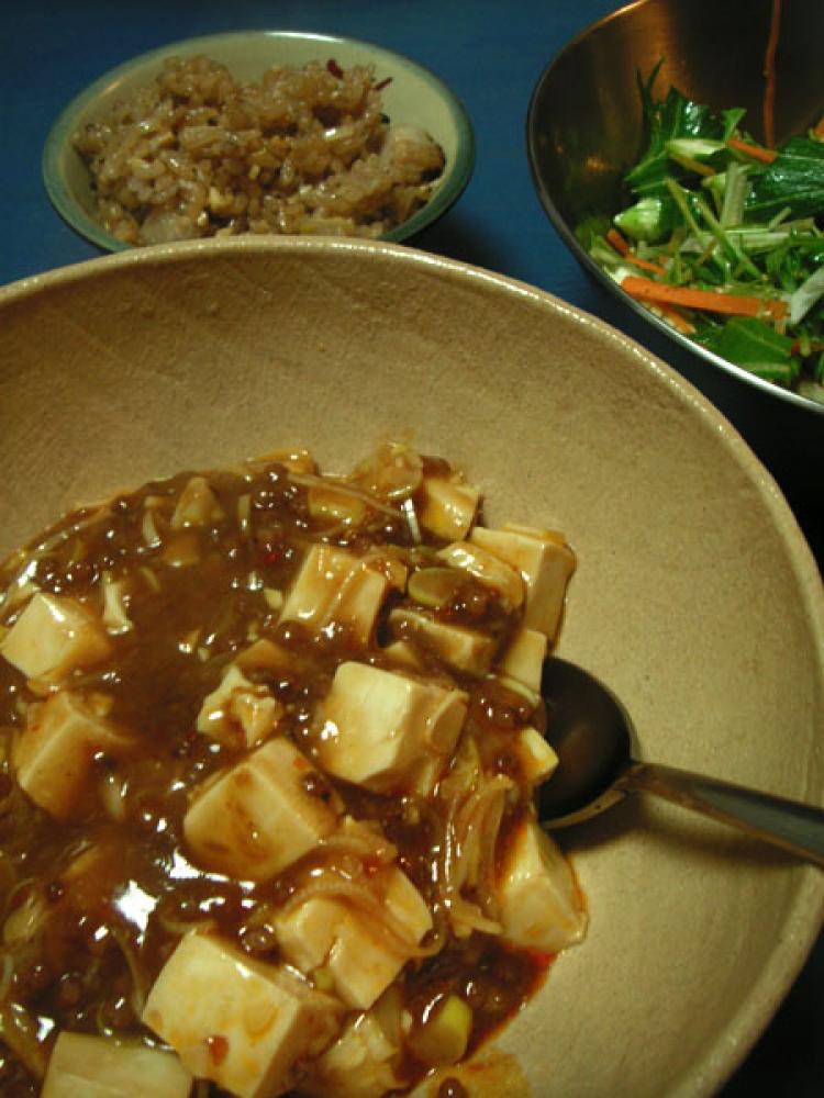 豆腐そぼろの甘酒麻婆豆腐