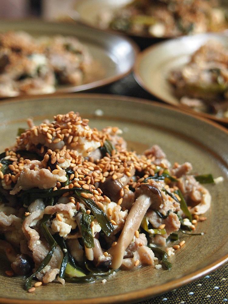 豚こまと豆腐の炒め物