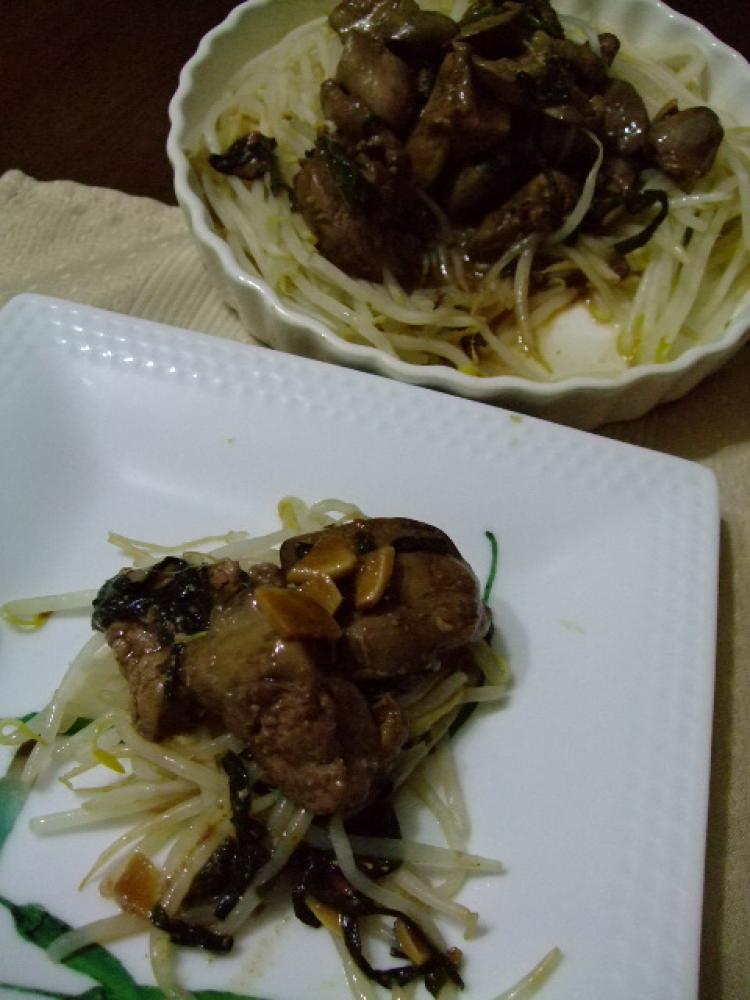 にんにく酢醤油de鶏レバーの炒めもの